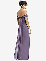 Rear View Thumbnail - Lavender Draped Off-the-Shoulder Maxi Dress with Shirred Streamer