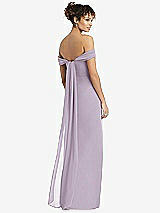 Rear View Thumbnail - Lilac Haze Draped Off-the-Shoulder Maxi Dress with Shirred Streamer