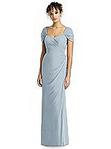 Alt View 1 Thumbnail - Mist Draped Off-the-Shoulder Maxi Dress with Shirred Streamer