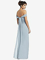 Rear View Thumbnail - Mist Draped Off-the-Shoulder Maxi Dress with Shirred Streamer