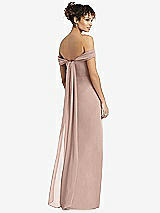Rear View Thumbnail - Neu Nude Draped Off-the-Shoulder Maxi Dress with Shirred Streamer