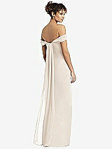 Rear View Thumbnail - Oat Draped Off-the-Shoulder Maxi Dress with Shirred Streamer