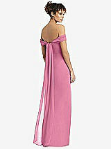 Rear View Thumbnail - Orchid Pink Draped Off-the-Shoulder Maxi Dress with Shirred Streamer
