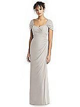 Alt View 1 Thumbnail - Oyster Draped Off-the-Shoulder Maxi Dress with Shirred Streamer