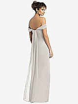 Rear View Thumbnail - Oyster Draped Off-the-Shoulder Maxi Dress with Shirred Streamer