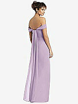 Rear View Thumbnail - Pale Purple Draped Off-the-Shoulder Maxi Dress with Shirred Streamer
