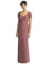 Alt View 1 Thumbnail - Rosewood Draped Off-the-Shoulder Maxi Dress with Shirred Streamer