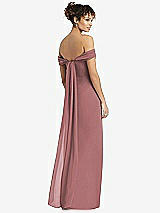 Rear View Thumbnail - Rosewood Draped Off-the-Shoulder Maxi Dress with Shirred Streamer