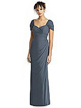 Alt View 1 Thumbnail - Silverstone Draped Off-the-Shoulder Maxi Dress with Shirred Streamer