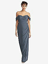 Front View Thumbnail - Silverstone Draped Off-the-Shoulder Maxi Dress with Shirred Streamer