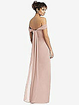 Rear View Thumbnail - Toasted Sugar Draped Off-the-Shoulder Maxi Dress with Shirred Streamer