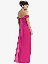 Rear View Thumbnail - Think Pink Draped Off-the-Shoulder Maxi Dress with Shirred Streamer