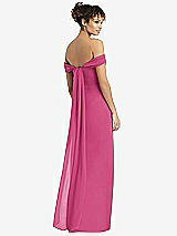Rear View Thumbnail - Tea Rose Draped Off-the-Shoulder Maxi Dress with Shirred Streamer