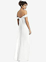 Rear View Thumbnail - White Draped Off-the-Shoulder Maxi Dress with Shirred Streamer