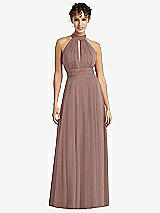 Front View Thumbnail - Sienna High-Neck Open-Back Shirred Halter Maxi Dress