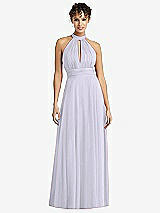 Front View Thumbnail - Silver Dove High-Neck Open-Back Shirred Halter Maxi Dress
