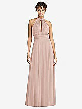 Front View Thumbnail - Toasted Sugar High-Neck Open-Back Shirred Halter Maxi Dress