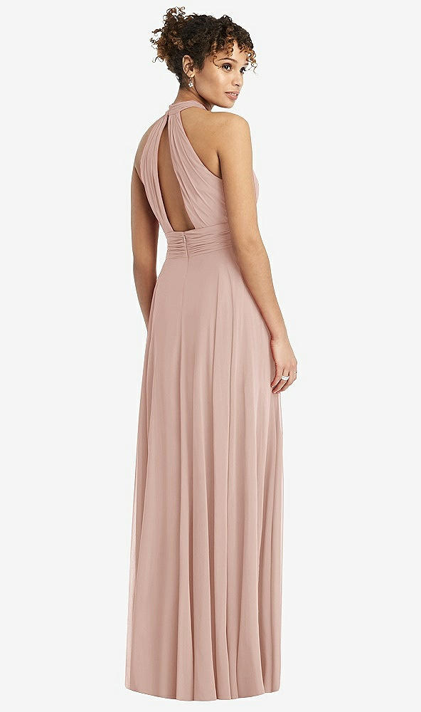 Back View - Toasted Sugar High-Neck Open-Back Shirred Halter Maxi Dress
