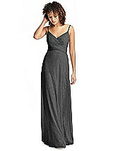 Front View Thumbnail - Black Silver Shimmer Faux Wrap Chiffon Dress