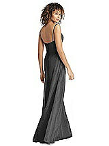 Rear View Thumbnail - Black Silver Shimmer Faux Wrap Chiffon Dress