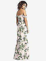 Rear View Thumbnail - Palm Beach Print Off-the-Shoulder Criss Cross Bodice Trumpet Gown
