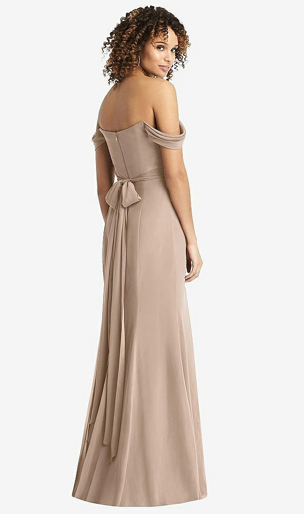 Back View - Topaz Off-the-Shoulder Criss Cross Bodice Trumpet Gown
