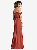 Rear View Thumbnail - Amber Sunset Off-the-Shoulder Criss Cross Bodice Trumpet Gown