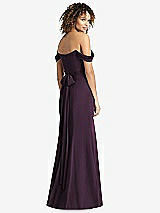 Rear View Thumbnail - Aubergine Off-the-Shoulder Criss Cross Bodice Trumpet Gown