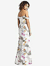 Rear View Thumbnail - Butterfly Botanica Ivory Off-the-Shoulder Criss Cross Bodice Trumpet Gown