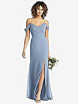 Front View Thumbnail - Cloudy Off-the-Shoulder Criss Cross Bodice Trumpet Gown