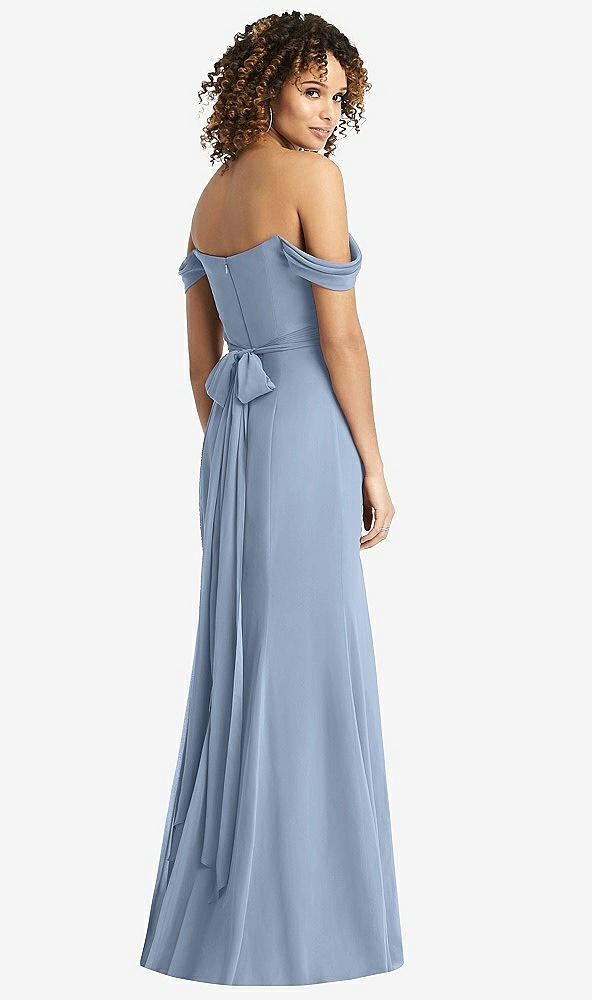 Back View - Cloudy Off-the-Shoulder Criss Cross Bodice Trumpet Gown