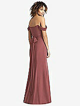 Rear View Thumbnail - English Rose Off-the-Shoulder Criss Cross Bodice Trumpet Gown