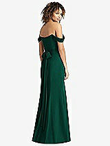Rear View Thumbnail - Hunter Green Off-the-Shoulder Criss Cross Bodice Trumpet Gown