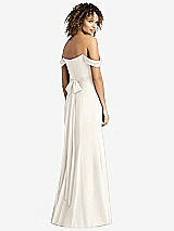 Rear View Thumbnail - Ivory Off-the-Shoulder Criss Cross Bodice Trumpet Gown