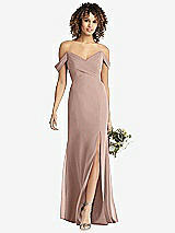 Front View Thumbnail - Neu Nude Off-the-Shoulder Criss Cross Bodice Trumpet Gown