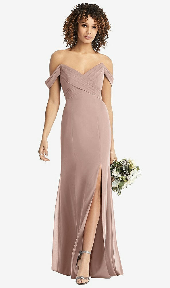Front View - Neu Nude Off-the-Shoulder Criss Cross Bodice Trumpet Gown