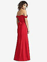 Rear View Thumbnail - Parisian Red Off-the-Shoulder Criss Cross Bodice Trumpet Gown