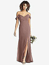 Front View Thumbnail - Sienna Off-the-Shoulder Criss Cross Bodice Trumpet Gown