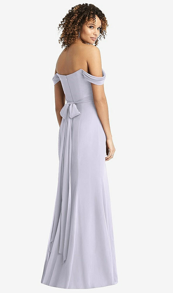 Back View - Silver Dove Off-the-Shoulder Criss Cross Bodice Trumpet Gown