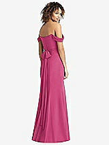 Rear View Thumbnail - Tea Rose Off-the-Shoulder Criss Cross Bodice Trumpet Gown