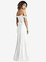 Rear View Thumbnail - White Off-the-Shoulder Criss Cross Bodice Trumpet Gown