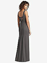 Front View Thumbnail - Caviar Gray Sleeveless Tie Back Chiffon Trumpet Gown