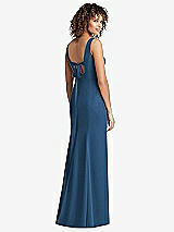 Front View Thumbnail - Dusk Blue Sleeveless Tie Back Chiffon Trumpet Gown