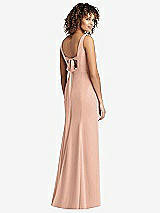 Front View Thumbnail - Pale Peach Sleeveless Tie Back Chiffon Trumpet Gown