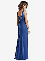 Front View Thumbnail - Classic Blue Sleeveless Tie Back Chiffon Trumpet Gown