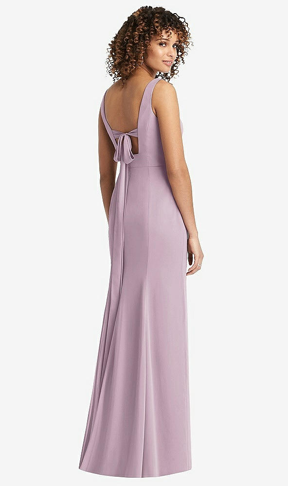 Front View - Suede Rose Sleeveless Tie Back Chiffon Trumpet Gown