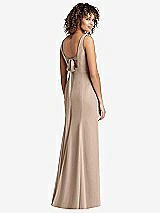 Front View Thumbnail - Topaz Sleeveless Tie Back Chiffon Trumpet Gown