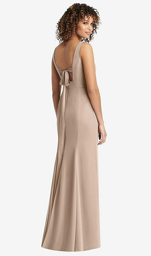 Front View - Topaz Sleeveless Tie Back Chiffon Trumpet Gown