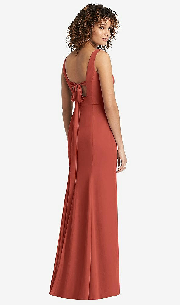 Front View - Amber Sunset Sleeveless Tie Back Chiffon Trumpet Gown