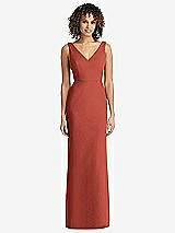 Rear View Thumbnail - Amber Sunset Sleeveless Tie Back Chiffon Trumpet Gown